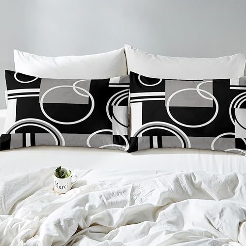 Miniatura 10 de Erosebridal Juego de sábanas modernas geométricas de rayas rojas, marrones, negras, tamaño individual, retro, círculos, espirales, decoración de