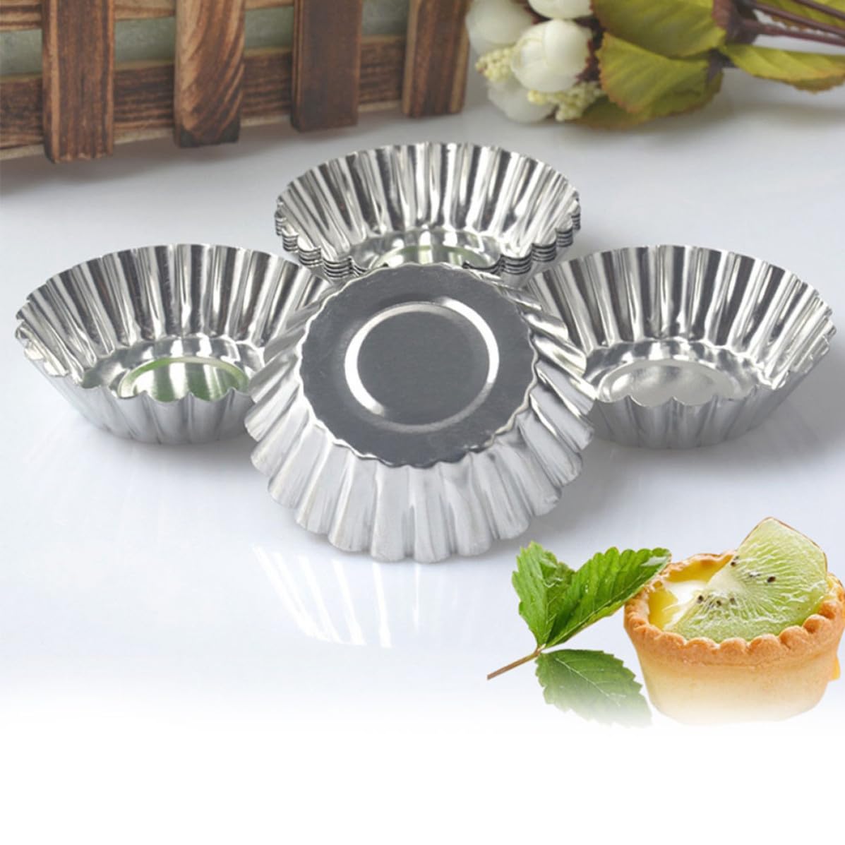 Moules à Tartelettes Conductivité Thermique Rapide en Tôle Épaisse Argentée Lot de 100 et, Pâtisserie et Tartes Poulet