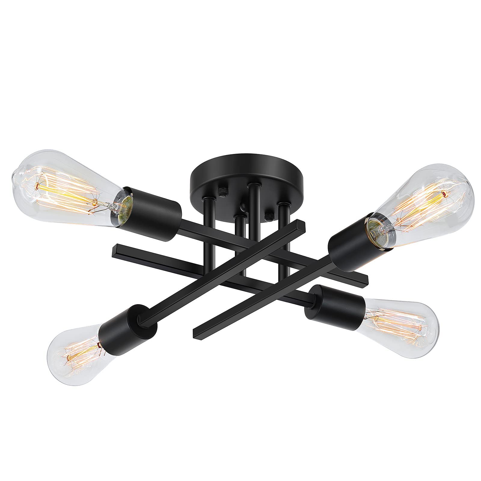 Plafonnier semi-encastré anti-zones d'ombre pour cuisine, lustre Spoutnik métal E26