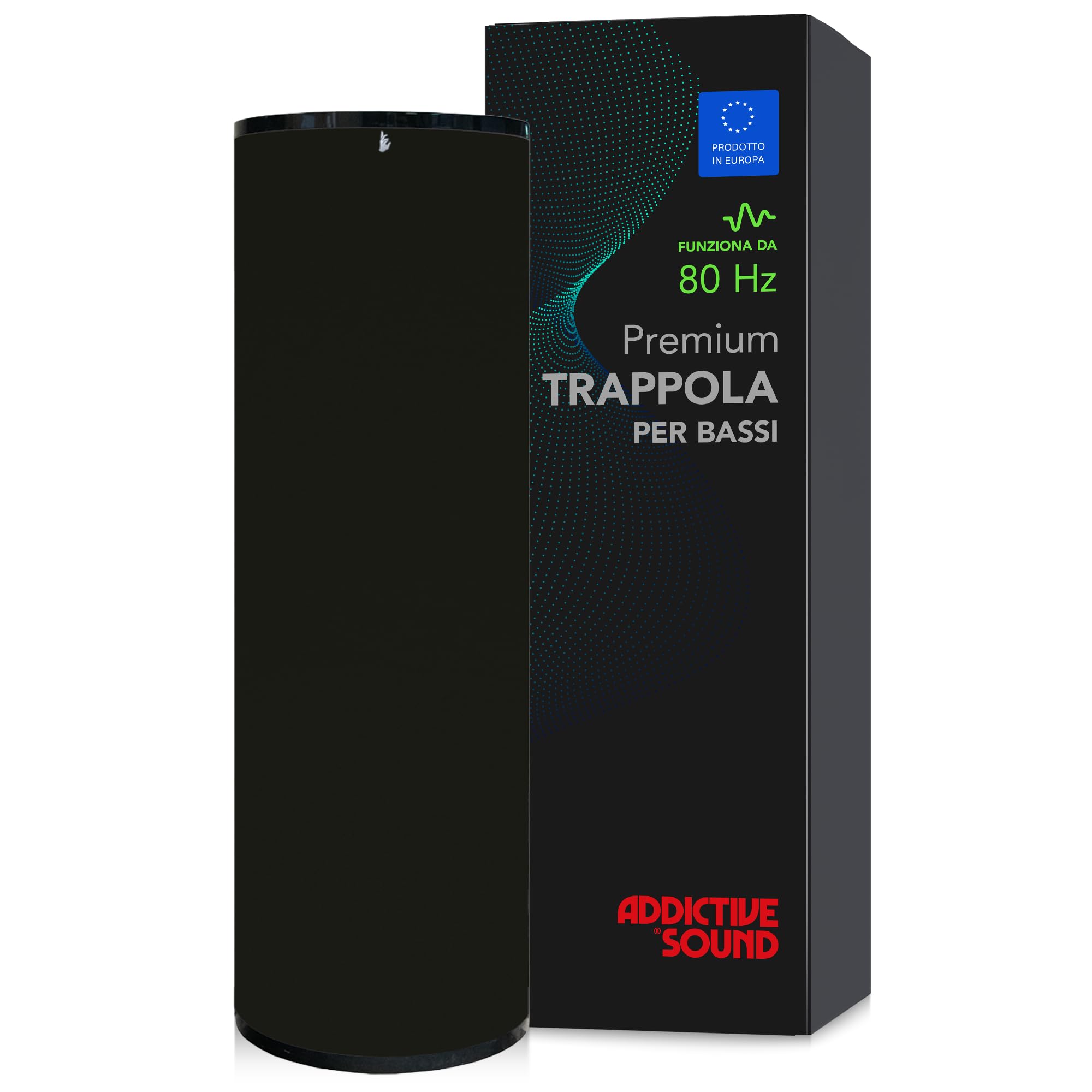 Addictive Sound Bass Trap Cilindrico Premium - Qualità Studio - Lana Acustica Specializzata 80-210 Hz - Prodotto nell'UE - Impilabile Autoportante - Garanzia 36 Mesi - 100cm, Nero