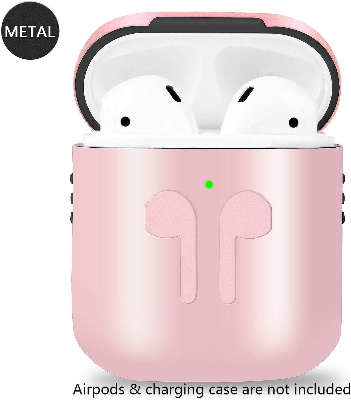 Metal Airpods Case Full Protective Skin Cover Compatible with Apple Airpods 1&2 Wireless Charging Case Accessories Kits (For Airpods 2 Wireless Version, rose gold)