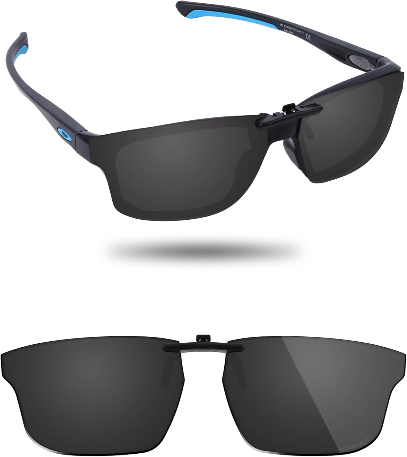 Polarized Clip-On Sunglasses for Oakley Crosslink Fit OX8142 56mm - UV Protection - Universal Fit for Men & Women Classic Black 56mm - Image 1 of 6