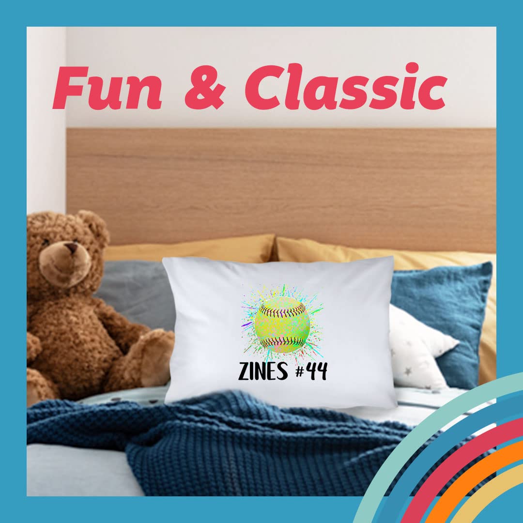 Pattern Pop - Personalized Splatter Paint Softball Pillowcase - Softball Player Decorative Pillow Covers - 20” x 32” Pillowcase - White Bed Pillowcases