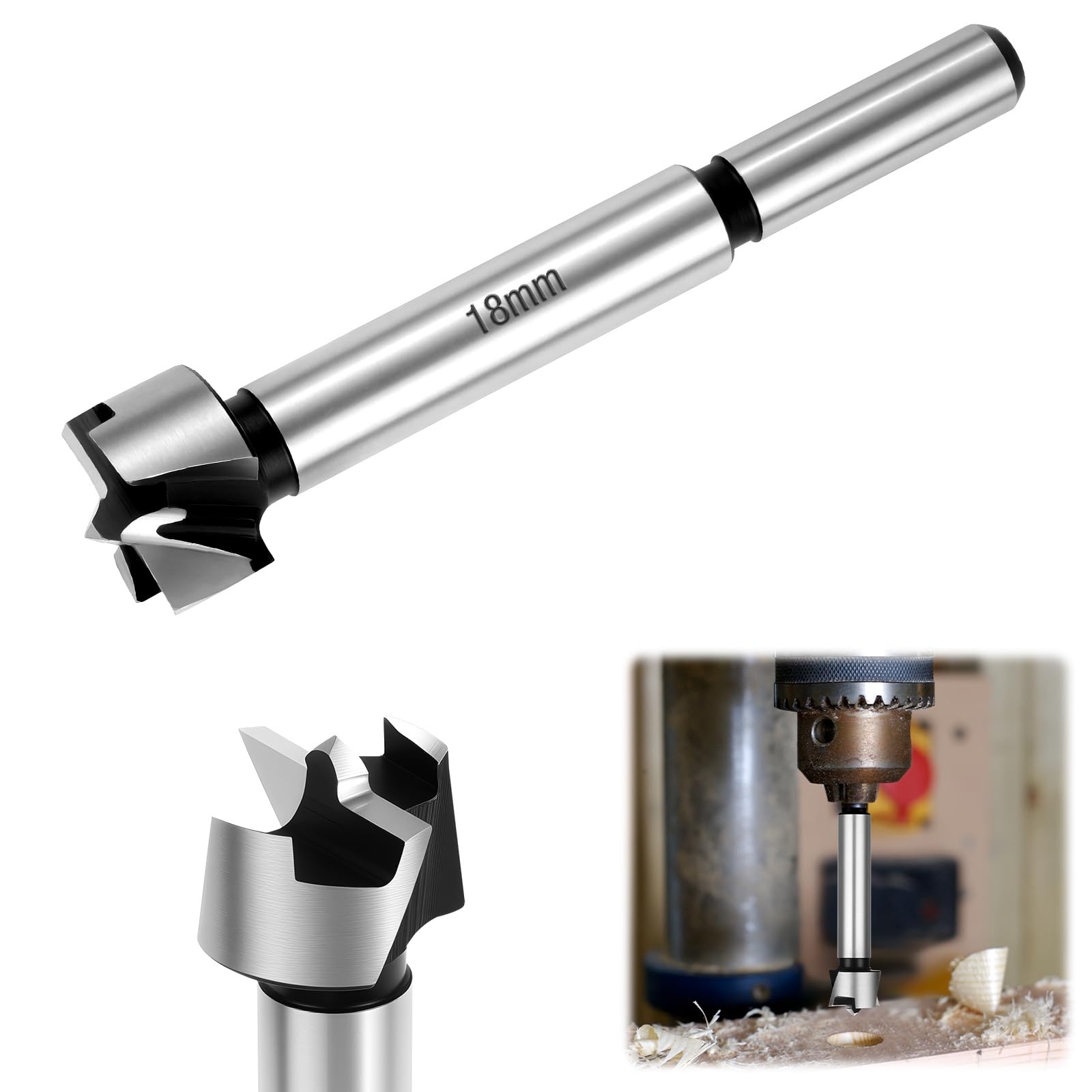 Flintronic 18mm Forstner Drill Bit, Carbide Steel Boring Hole Saw, Tipped Forstner Bit Hole Cutter