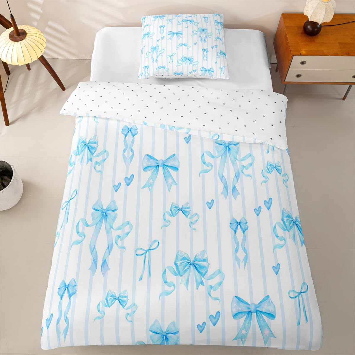 Homewish Süße Blaue Schleife Schleifchen Bettwäsche 155x220 4teilig