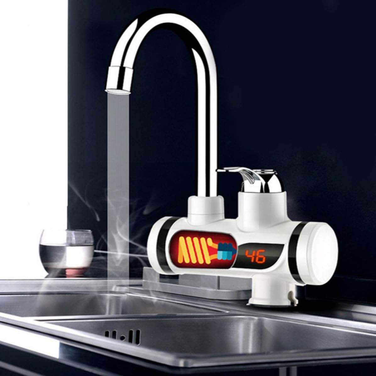 Grifo de Cocina Calentamiento Instantáneo y Pantalla Digital Ac220v