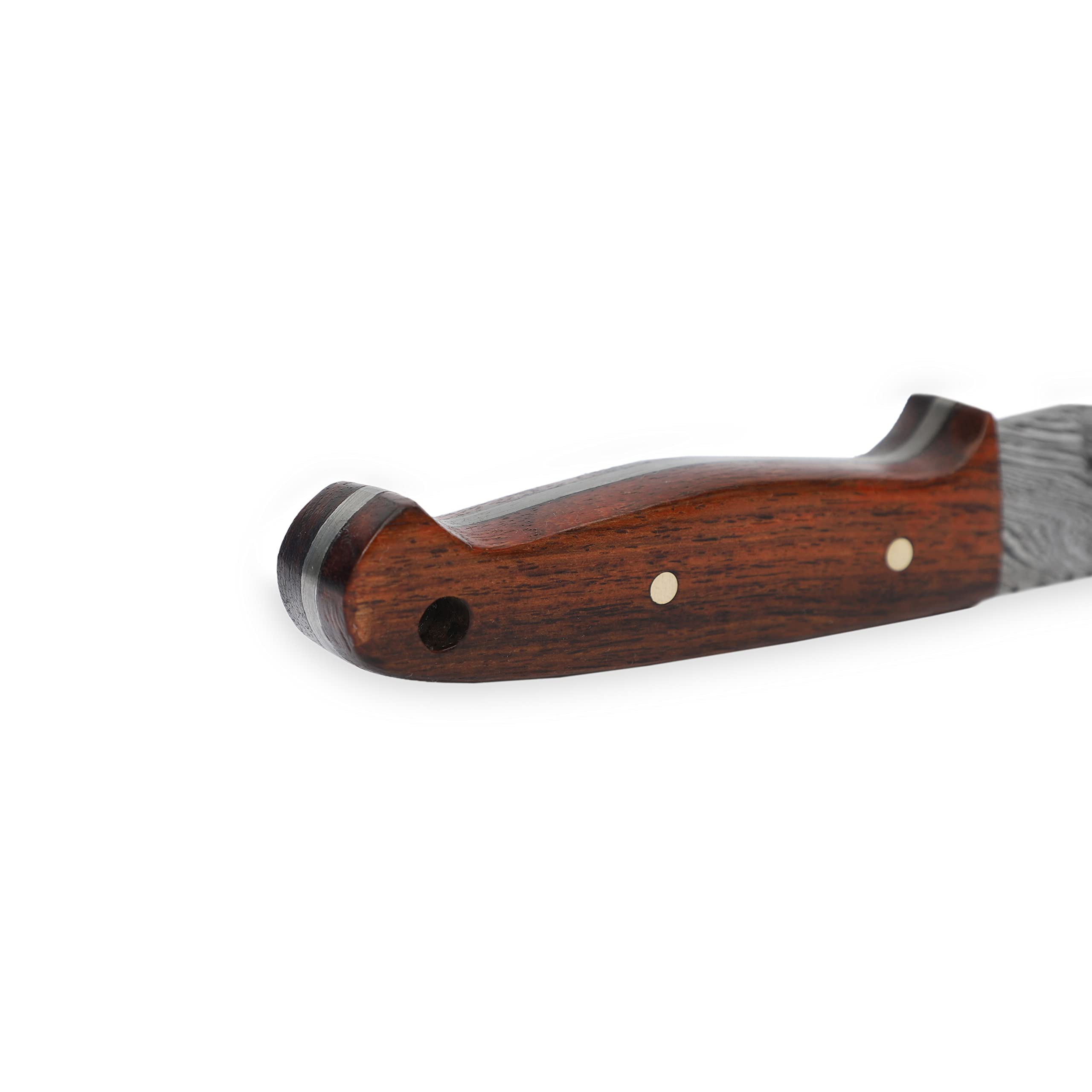 USQUARE UE-022, 20,32 cm nóż myśliwski ze stali damasceńskiej z pochwą, nóż ze stałym ostrzem, nóż Bushcraft, uchwyt z drewna orzecha włoskiego, Full Tang, zaprojektowany na polowanie i kemping