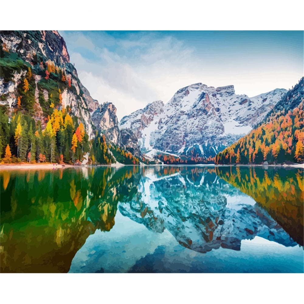 Kit Peinture Diamant 5D Chalet Lac Montagne 50x70cm - Broderie Diamant DIY Décoration Murale