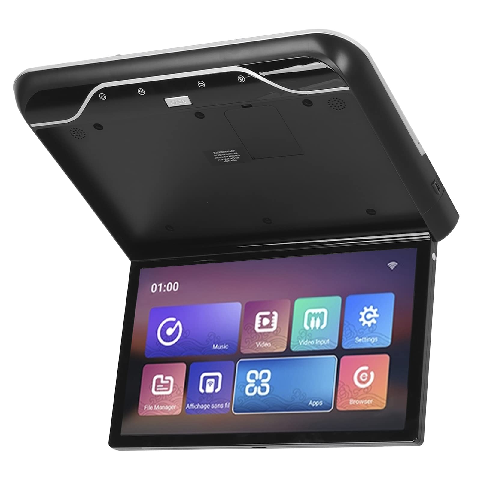 Auto-Dachmontage-Monitor, 19-Zoll-Flip-Display-Decken-TV-Hdmi-kompatibel mit Android 9.0-Fernbedienung(Schwarz)