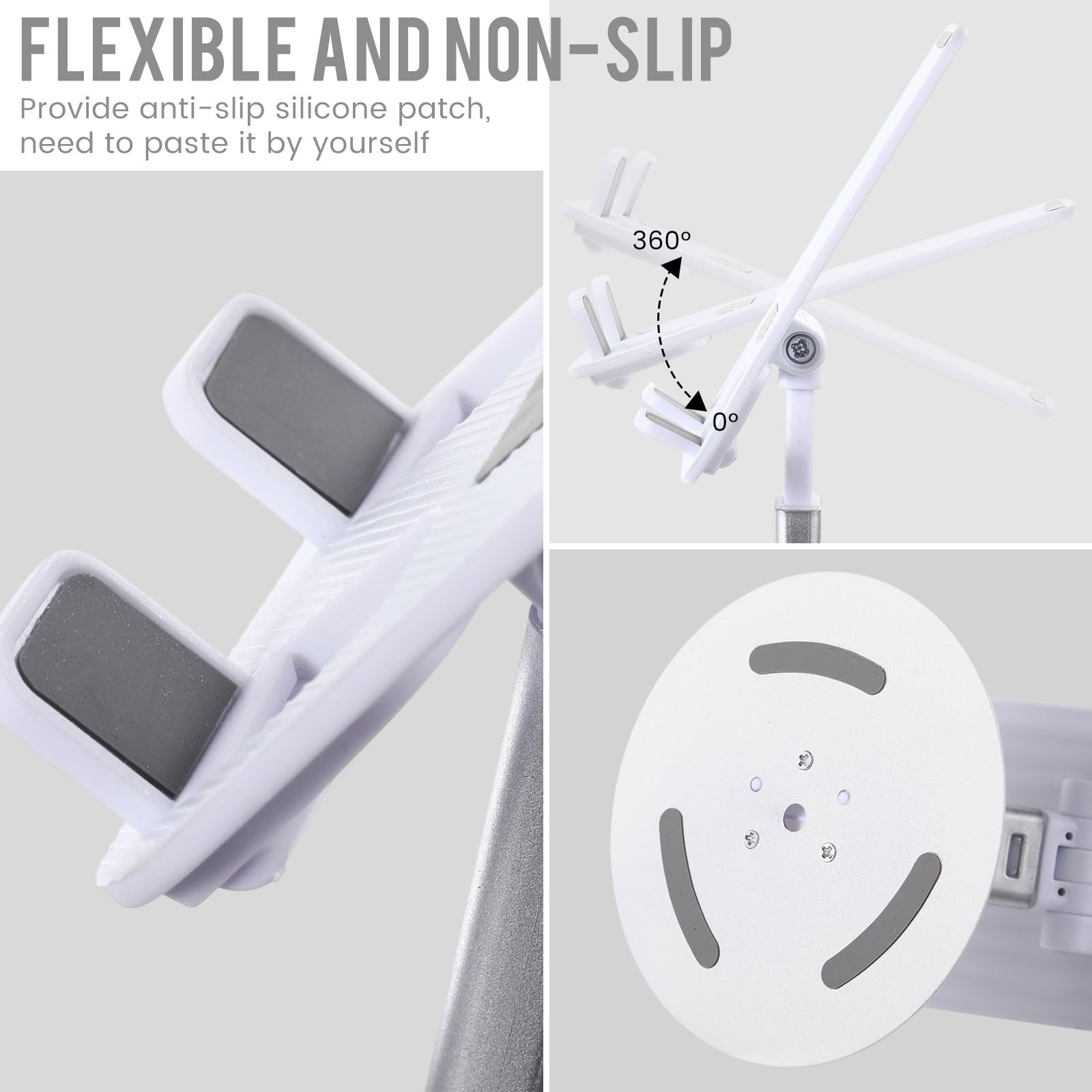 Geelin 12 soportes plegables dobles para teléfono celular, rotación de 360 grados, soporte para teléfono de escritorio, base de aluminio ligero, ángulo de altura ajustable, compatible con todos los