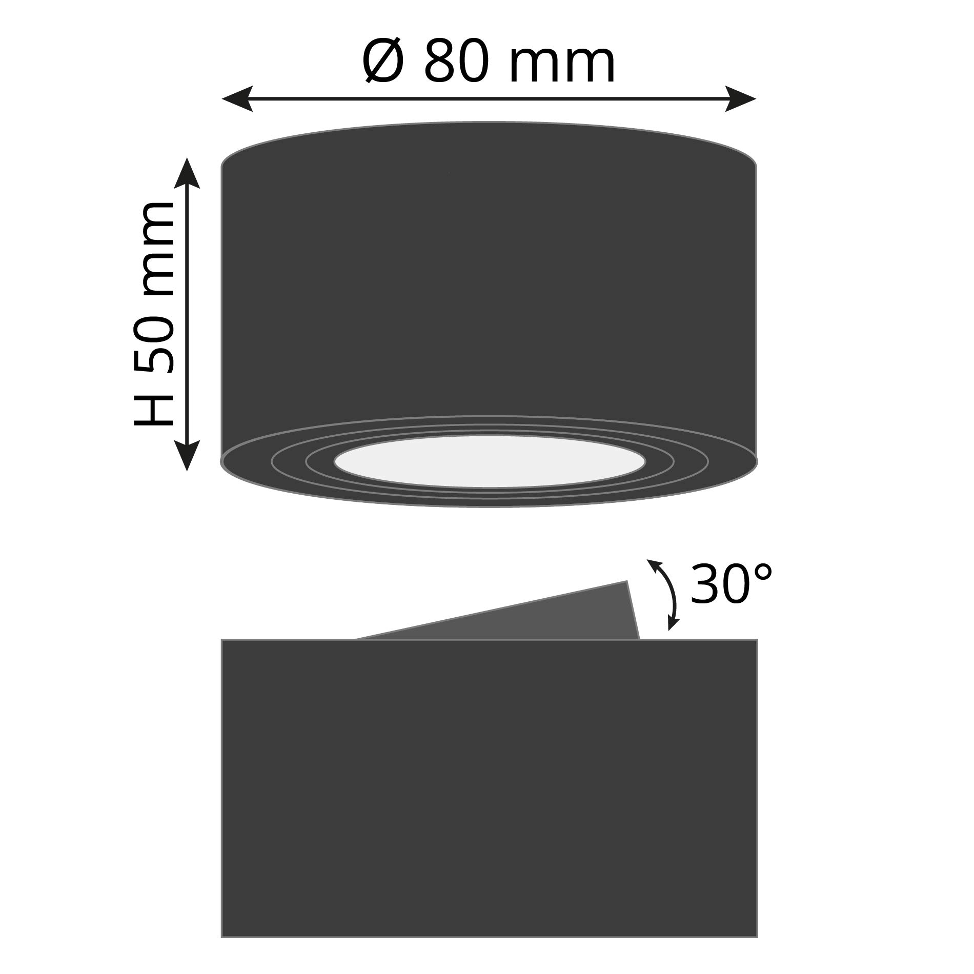 SSC-LUXon CELI-1B Aufbauspot 6er Set schwarz gebürstet schwenkbar GU10 2W | Sechs flache Deckenspots schwarz gebürstet - 30° schwenkbar, warmweiß, für Küche, Flur & Wohnzimmer, ohne Trafo, inkl. LED