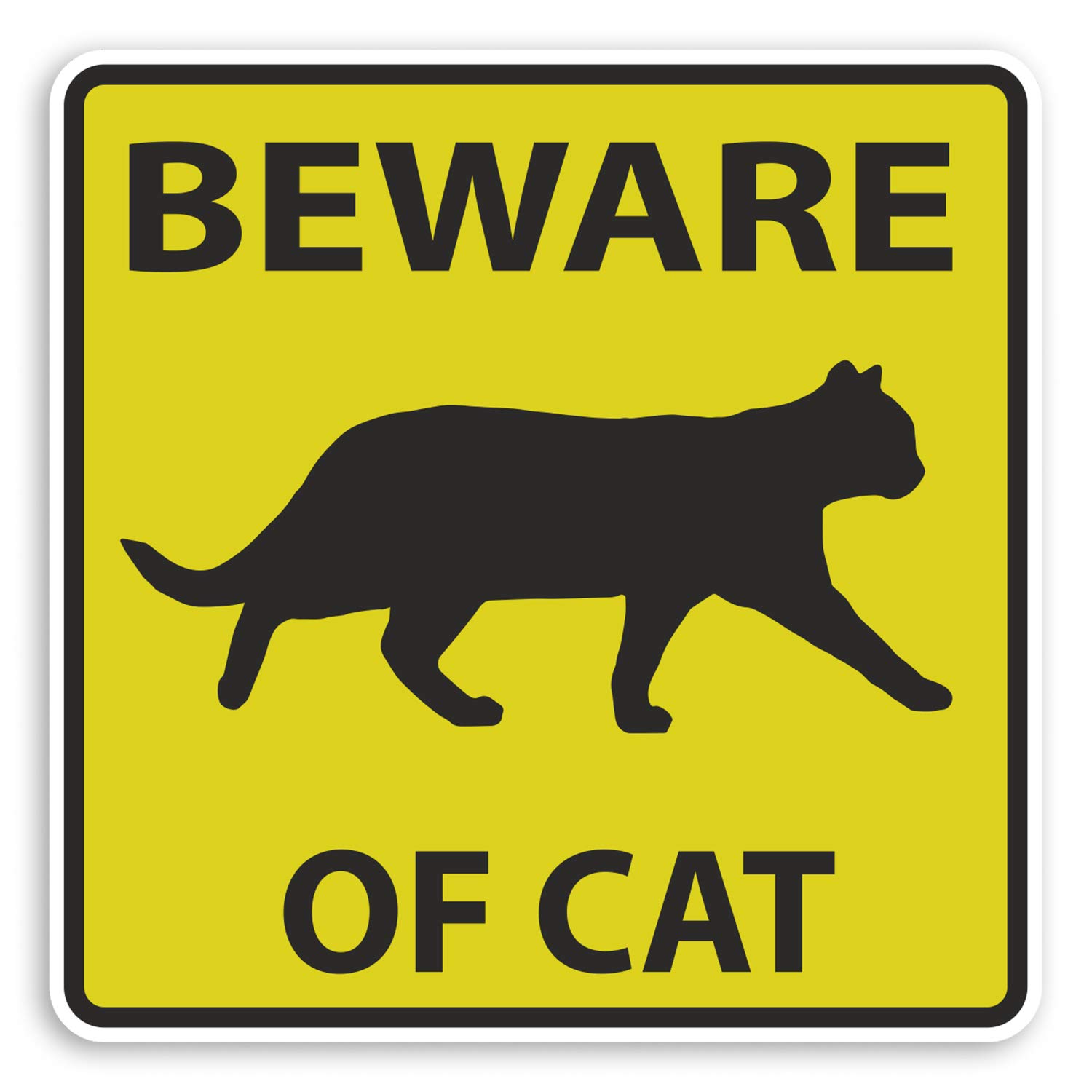 2 x 10cm Beware of Cat Sign Vinyl Stickers - Cats Kitten Funny Sticker #31655 (10cm Wide)