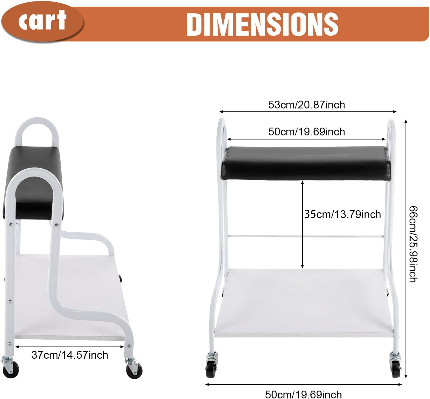 Rolling Trolley, Foot Rest Pedicure Manicure Funiture Massage Table with Wheels, Beauty Salon Nail or Foot Bath Portable Trolley Cart for Hair Salon, Spa, Home