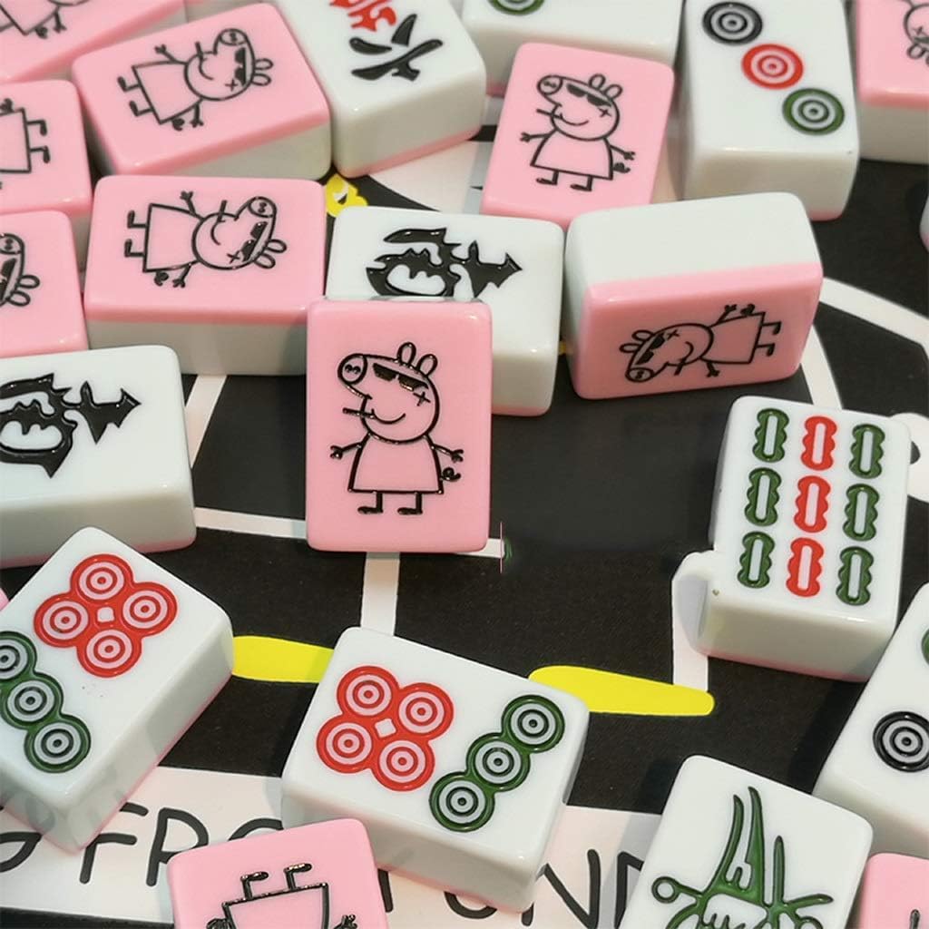 Coffret de Jeu de Mahjong Version Chinoise Traditionnelle Comprenant 144 dés en tuiles de mélamine Mah-Jongg Voyage Famille Loisirs(42#)