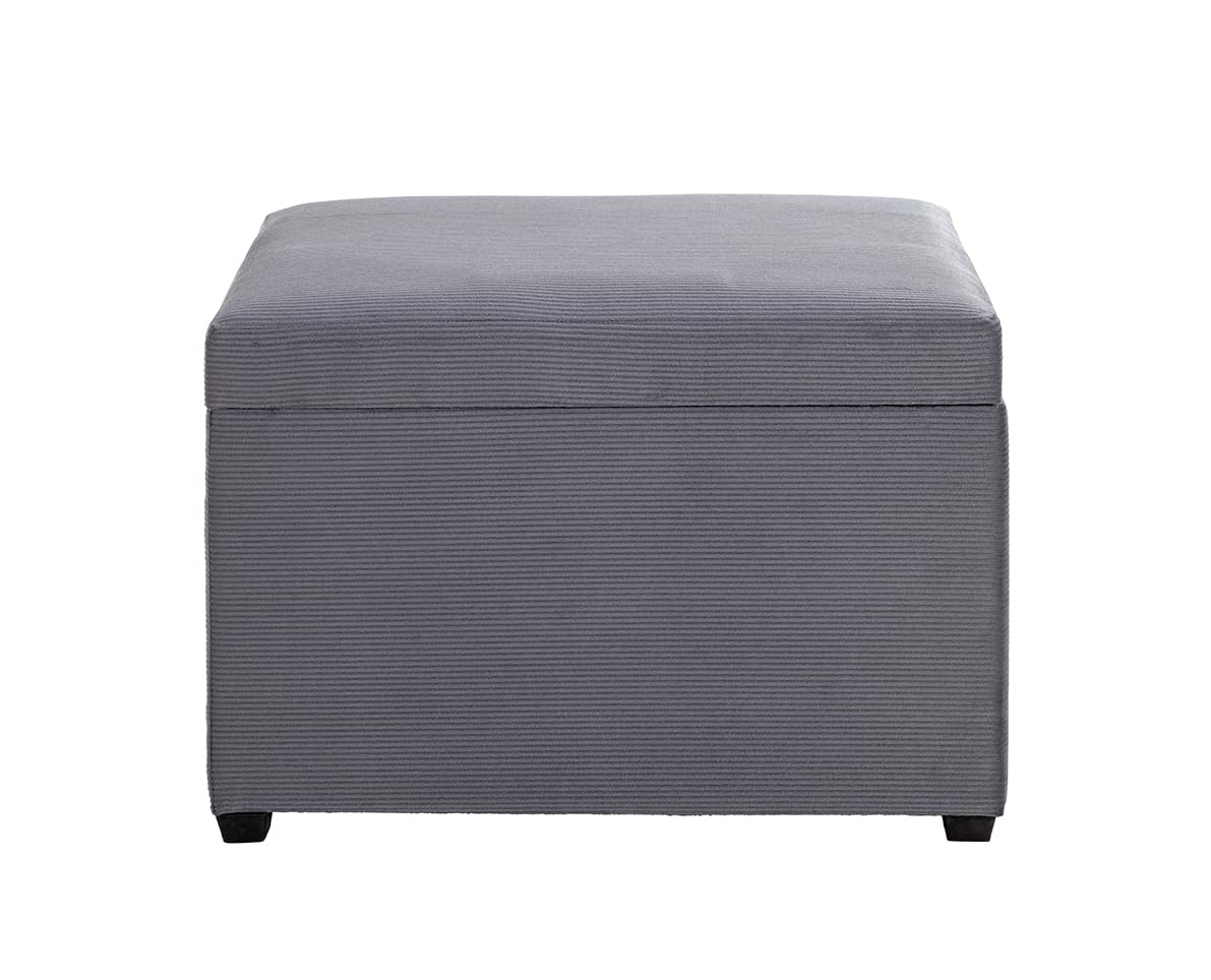 HAKU Sitztruhe grau, MDF, Textilgewebe Cord - Maße: B 58 cm x H 42 cm x T 39 cm, Style: Modern