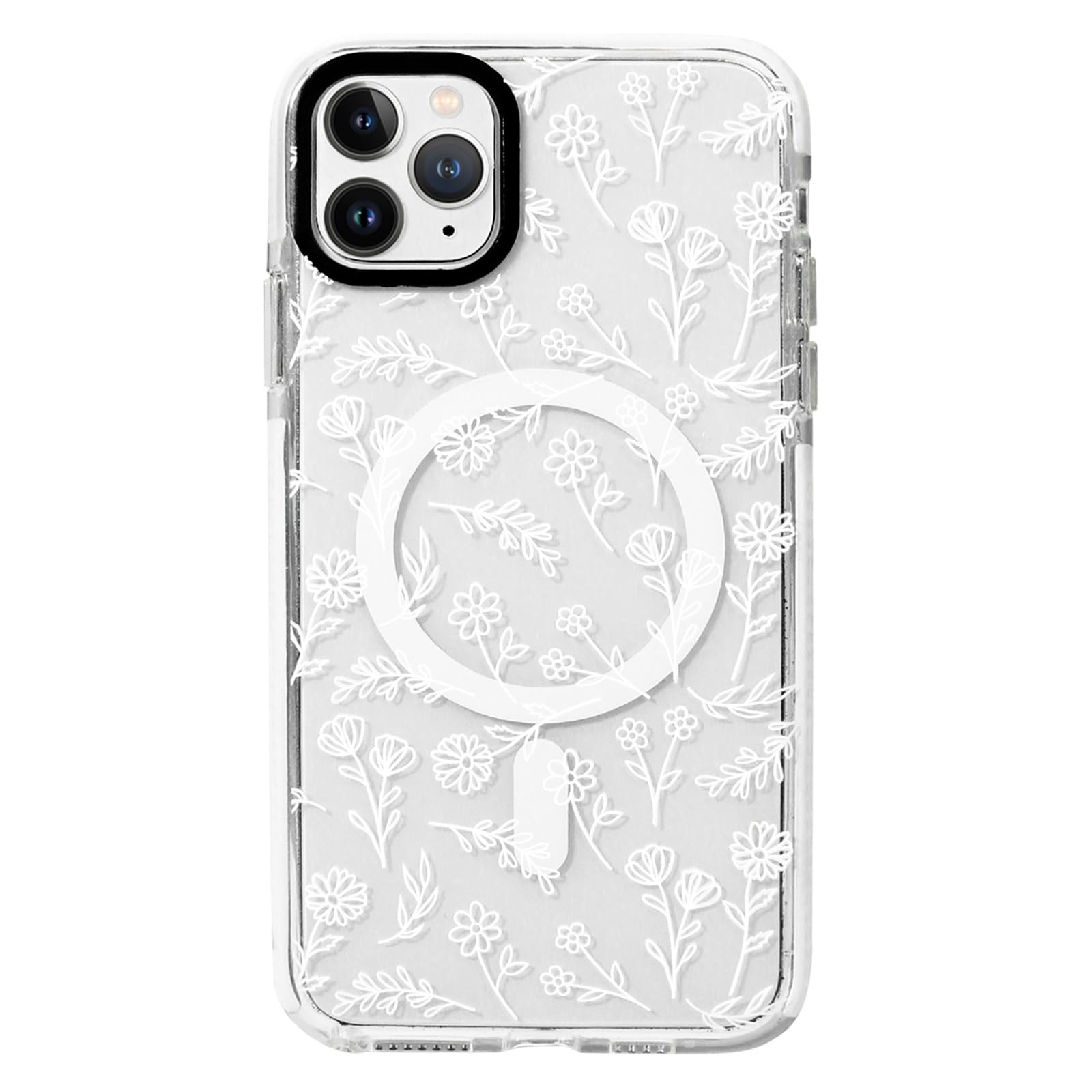 NITITOP Custodia magnetica compatibile con iPhone 11 Pro [compatibile con Magsafe] Carina trasparente per donne e ragazze, fiore floreale ultra sottile con bumper in morbido TPU anti-giallo custodia