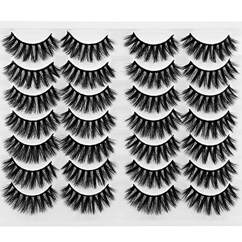 Ruairie False Eyelashes Natural False Lashes Wispies Volume Fluffy 3D Fake Eyelashes 14 Pairs Faux Mink Lashes
