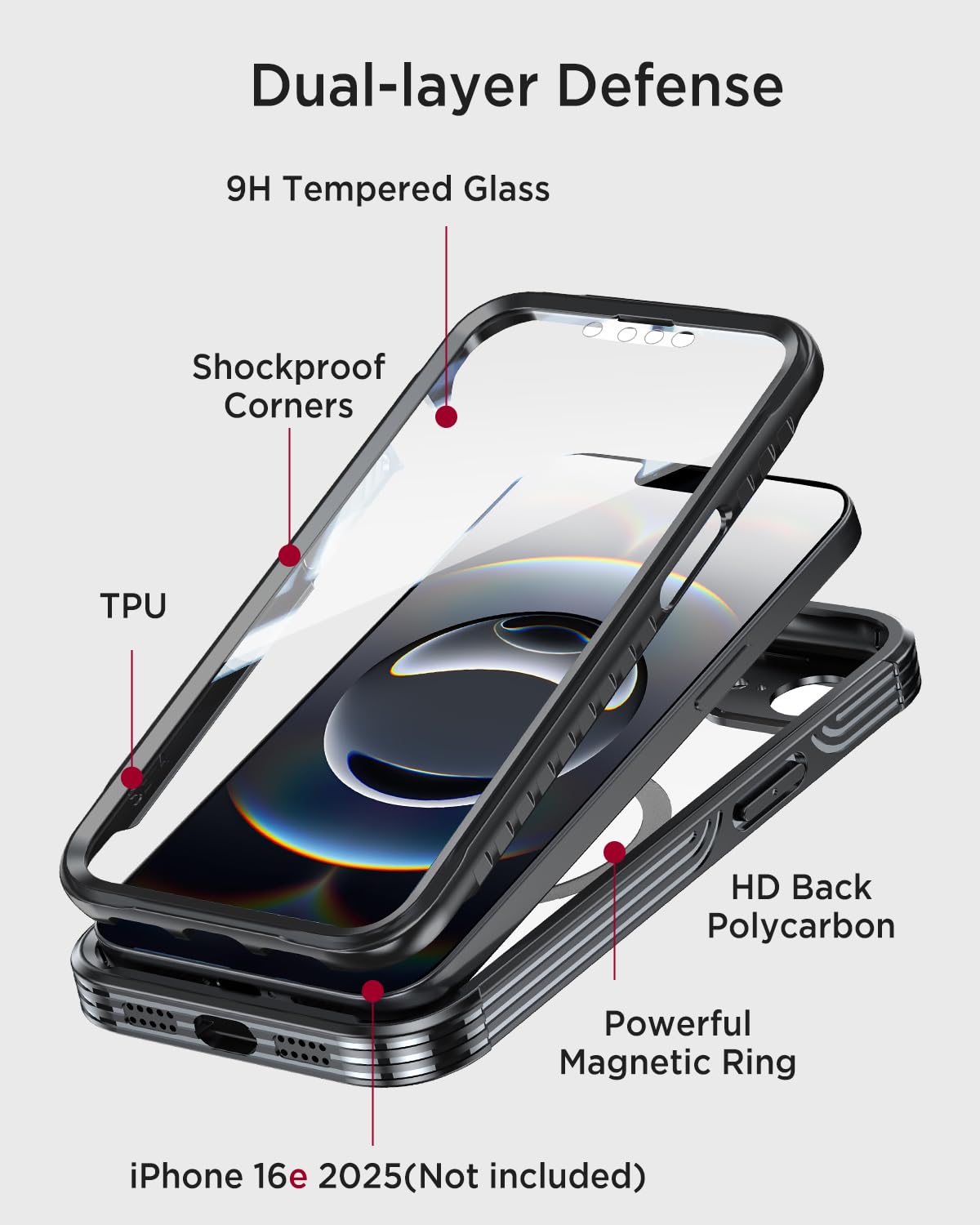 Amazon.co.jp: Miimall対応 iPhone 16e ケース 強化ガラスフィルム内蔵 