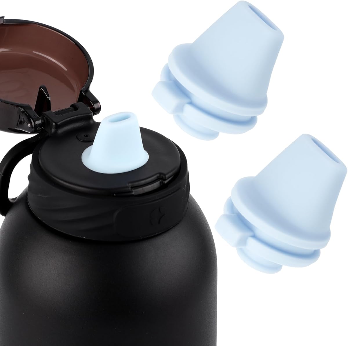 2pcs Bite Valve Replacement for Ello Cooper 22/32oz Stainless Steel Water Bottle, Bottle Mouthpiece BPA Free Mouth Piece Silicone Cap Lid Spout for Ello Cooper 18/22/32/40oz Accessories Parts(Blue)