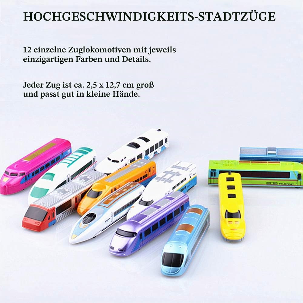 CORPER TOYS Bullet Train Pull Back Toy High Speed City Train Modern Lokomotiven for Kids Toddle Boys - Bundle of 12