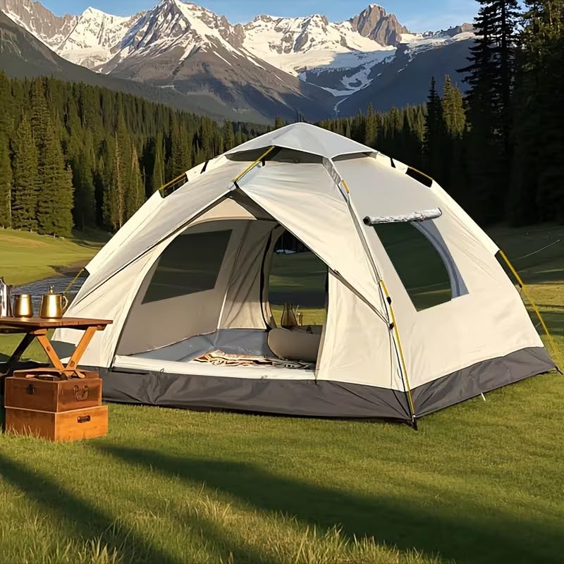 kresal camping tent, waterproof windproof 3-4 person family tent with instant setup, lightweight portable outdoor tent for hiking, backpacking and beach