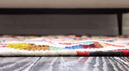 Miniatura 4 de Unique Loom Chindi Trellis Collection - Alfombra geométrica, suroeste, diamantes, colores brillantes (8 x 11 pies, rectangular, multicolor  marfil)