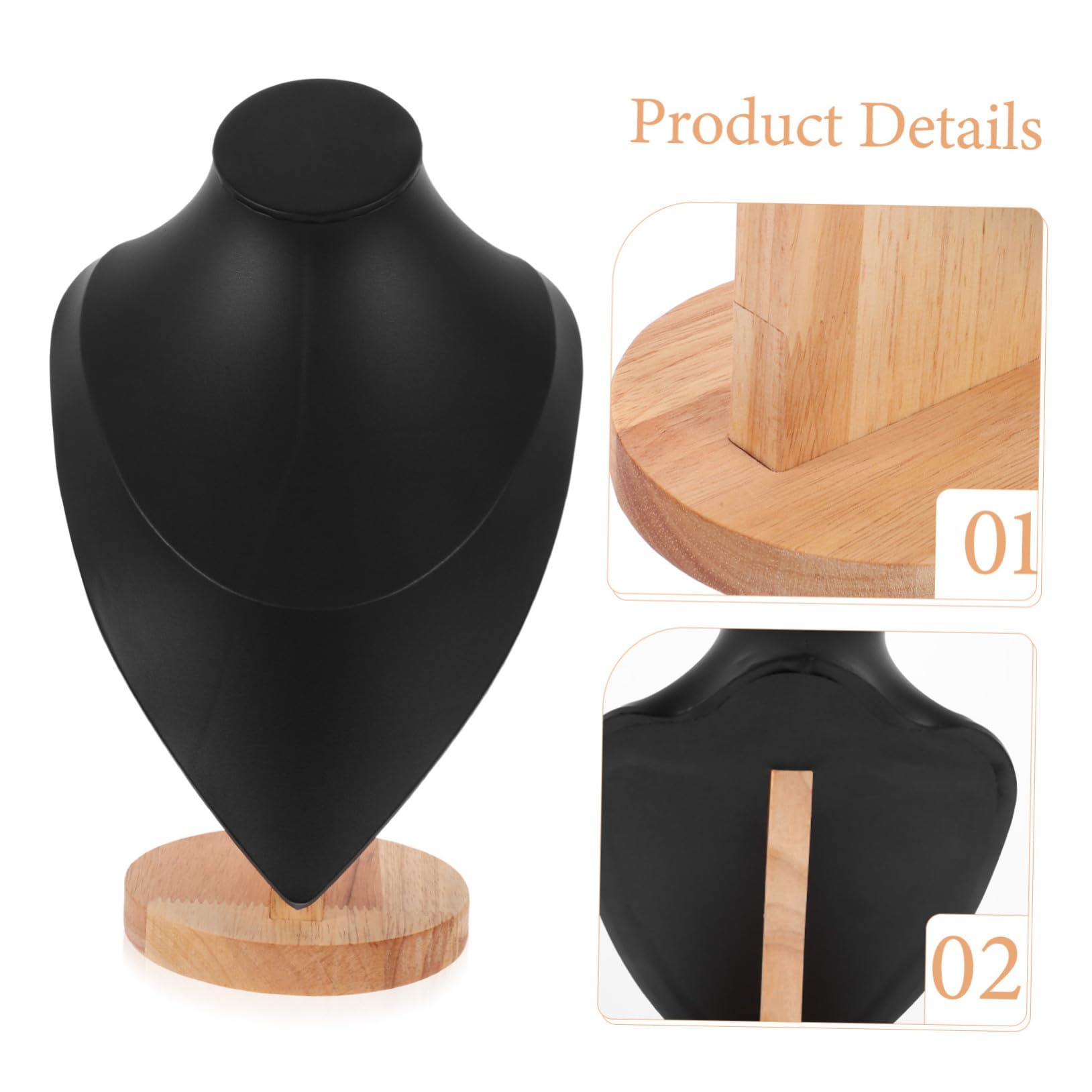 ERINGOGO Schmuckständer mit Stabilem Holzsockel Schmuckhalter für Halsketten und Ketten Elegante Pu leder Oberfläche Minimalistisches Design für Schmuckpräsentation im Laden