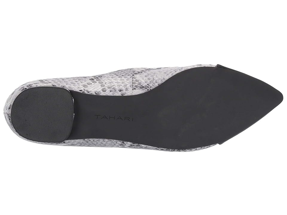 

Tahari Okalani Flat (White/Black Snake/Black Synthetic) Women's Shoes, Animal print