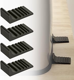 LANMU Trash Can Wall Protector and Stop Moving Backward, 4 Pcs Silicon Trash Can Bumper, Wall Spacer Garbage Bin for Round & Square Waste Baskets, No Drill Kitchen & Office Floor and Wall Guard, Black