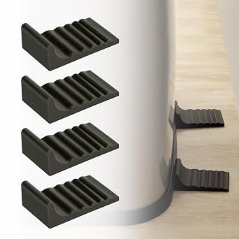 LANMU Trash Can Wall Protector and Stop Moving Backward, 4 Pcs Silicon Trash Can Bumper, Wall Spacer Garbage Bin for Round & Square Waste Baskets, No Drill Kitchen & Office Floor and Wall Guard, Black