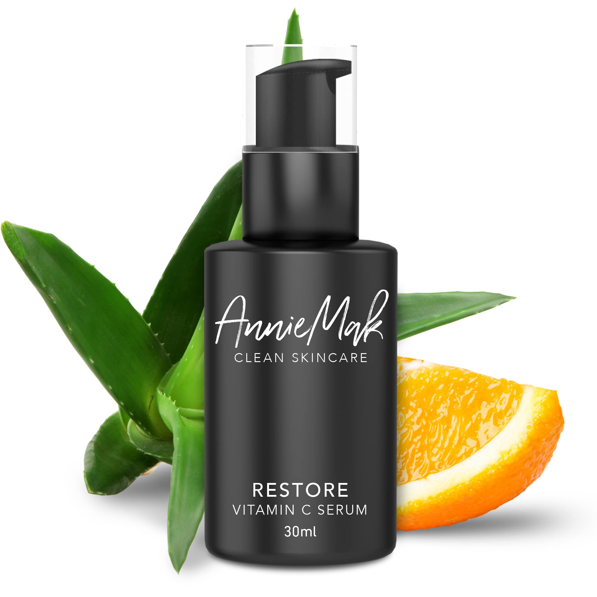 AnnieMak Restore Vitamin C Serum for Face with Hyaluronic Acid, Vitamin E & Patented Ingredients for Skin Tightening & Brightening, Facial Skincare for Fine Line & Wrinkle, Promotes Collagen (1 fl oz)