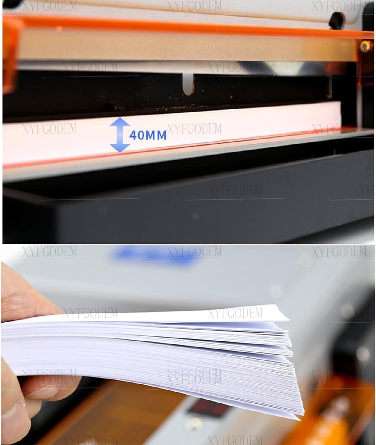 Profesjonalny elektryczny nóż do papieru - automatyczna gilotyna do cięcia do 40 mm, ze skalą i zintegrowaną siatką do kart, kart, wyrobów skórzanych