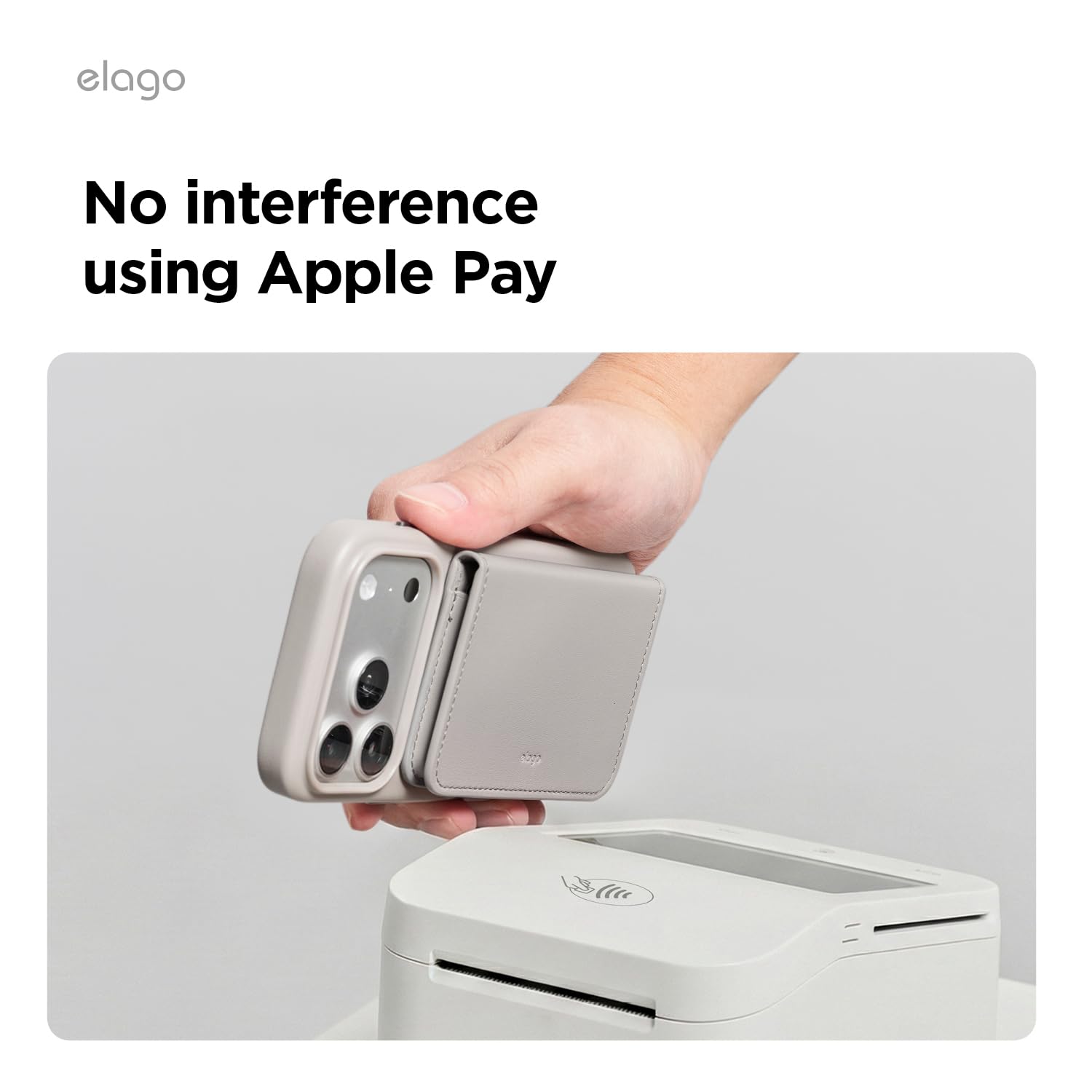 elago Tarjetero Magnético de Cuero Vegano para 4 Tarjetas - Compatible con MagSafe para iPhone, Cartera Segura para el Teléfono, Protección contra Arañazos, Admite Monedas y Billetes (Gris Claro)