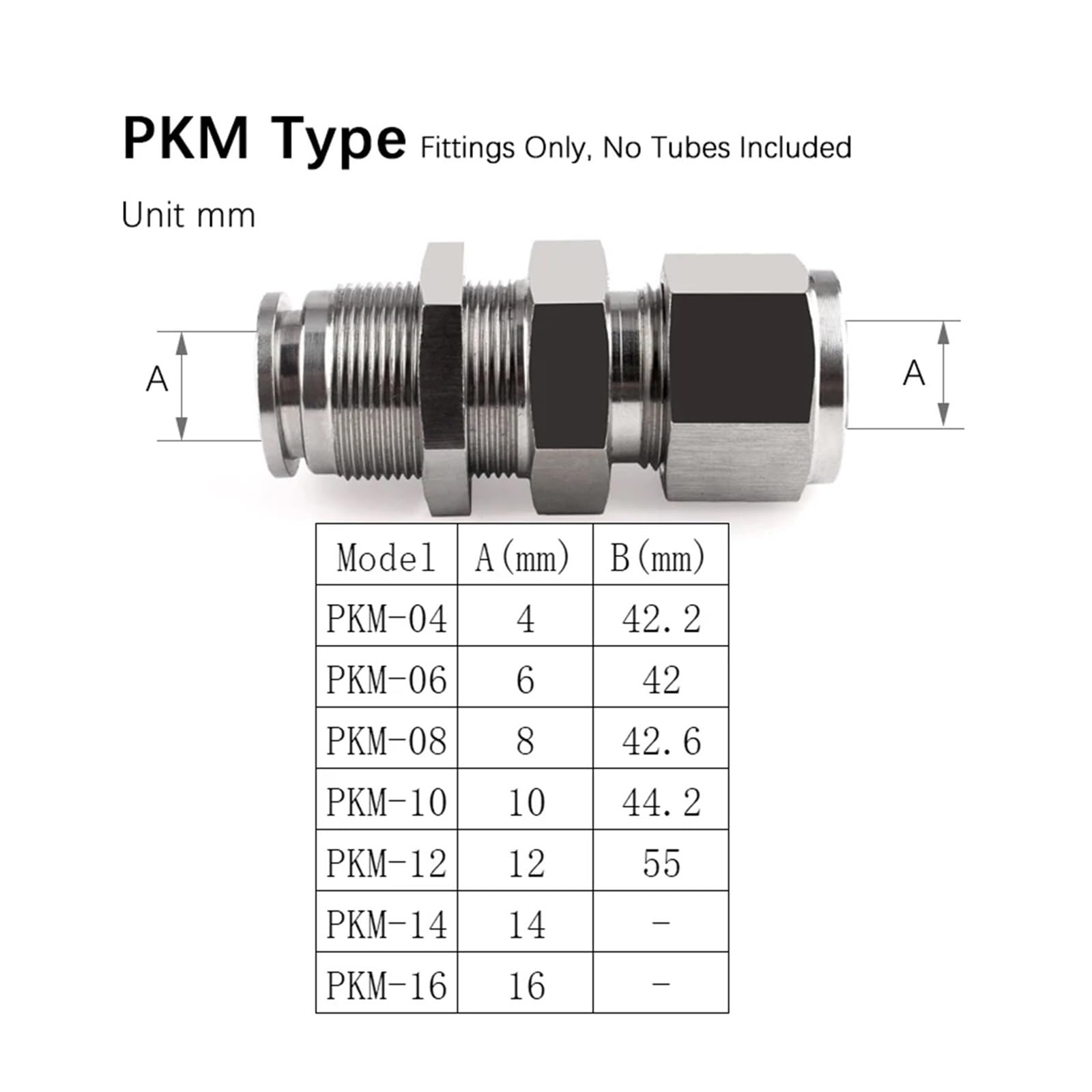 1 Pieza de Accesorios de Manguera de Aire neumática de Acero Inoxidable 304, Conector de tubería(PKM,4MM)
