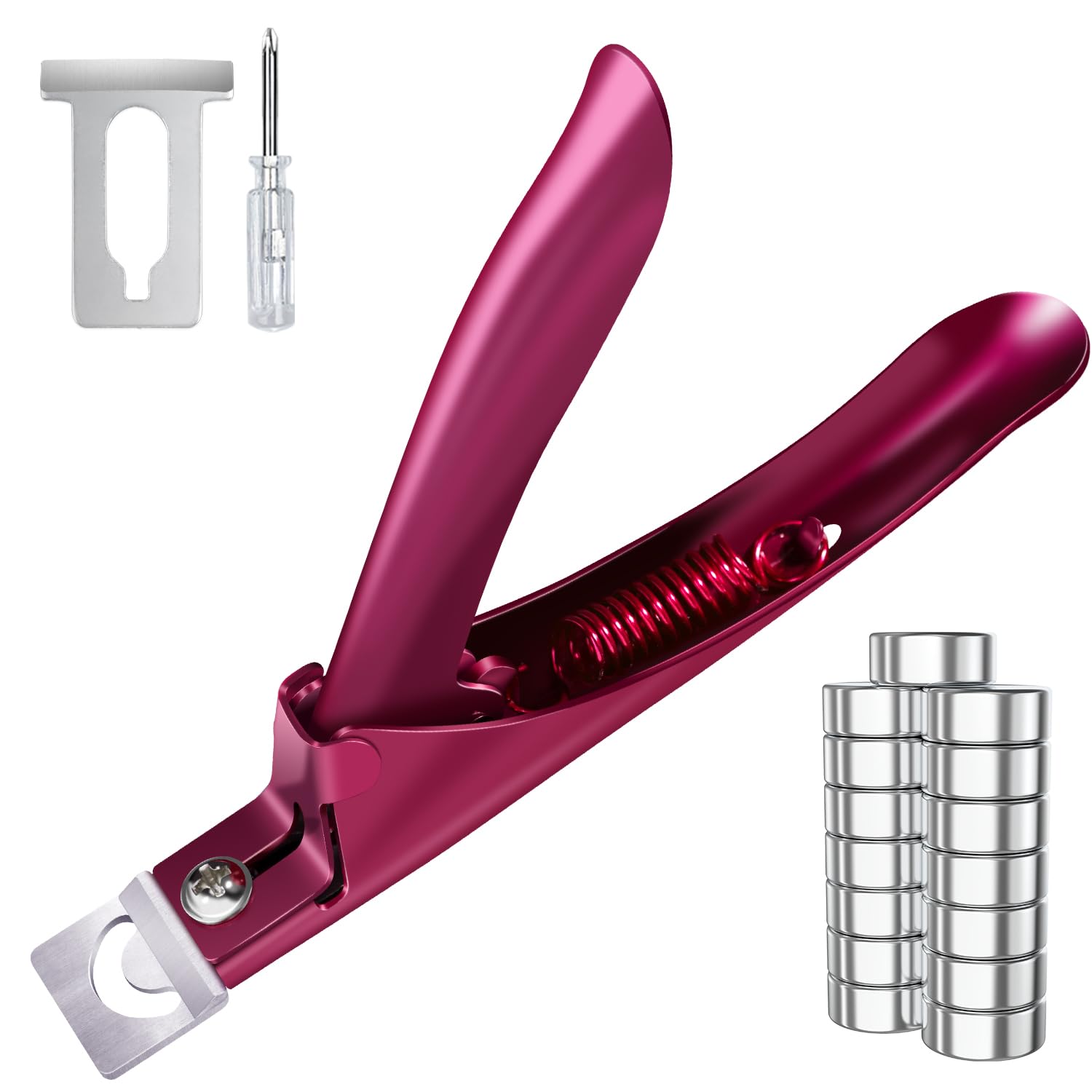 Violet Red Nail Clippers - Magnet Sizers Included -31
