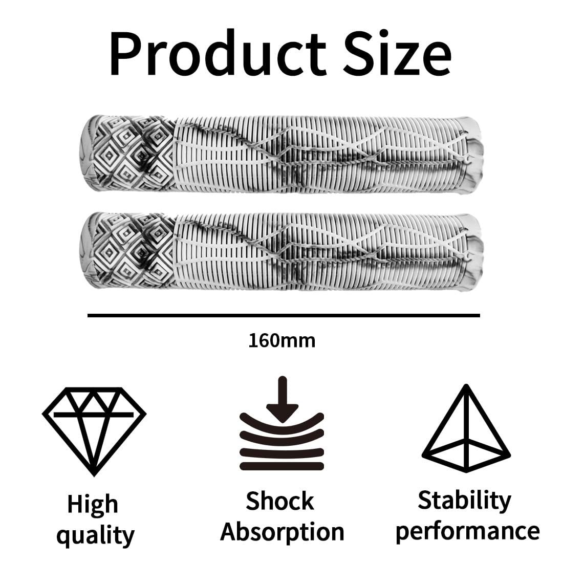 1 Coppia Manopole MTB 160mm Antiscivolo, per Manubrio Bici da Scooter/Montagna, Design Ergonomico con Rinforzi Laterali, Adatte 22mm