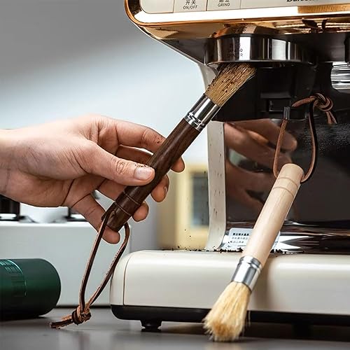 Miniatura 4 de Cepillo de limpieza para molinillo de café, herramienta limpiadora de máquina de espresso, mango de madera y cerdas naturales, accesorios para polvo