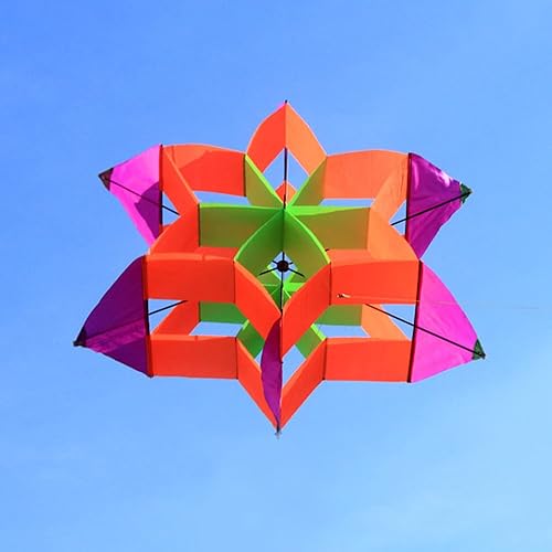 Miniatura 7 de Hengda Kite - Nueva versión de 42 pulgadas tan hermosa cometa de flor de loto 3D para niños y adultos, fácil de transportar con línea de vuelo