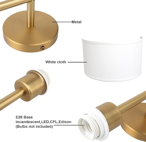 Miniatura 5 de Yosoan Aplique de pared de tela para interiores, lámpara de pared de mesita de noche, vintage, industrial, con cableado, bohemio, semicircular con