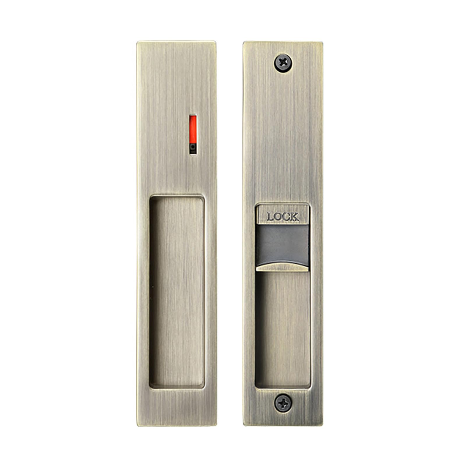 Betensh Pocket Door Handle keyless Key Sliding Door Locks Handle Pocket Door Lock Recessed Door Handle 180mm Keyless-Bronze