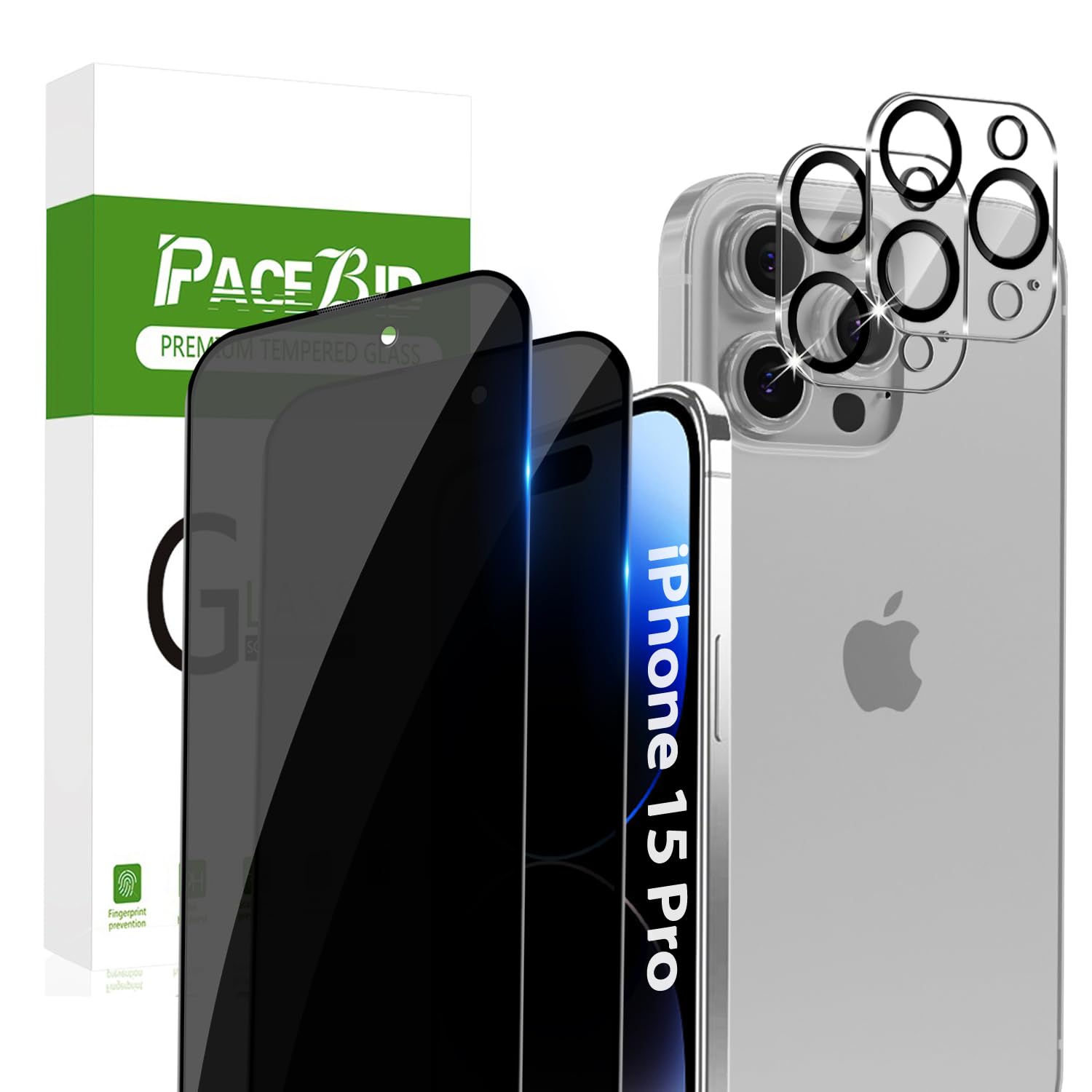 NEW'C 3 Pezzi, Pellicola Protettiva Privacy per iPhone 15 Pro (6,1 Pollici) vetro Temperato Anti-Spionaggio, Angolo di Privacy 28 Gradi Migliorato - Strumento di facile installazione incluso