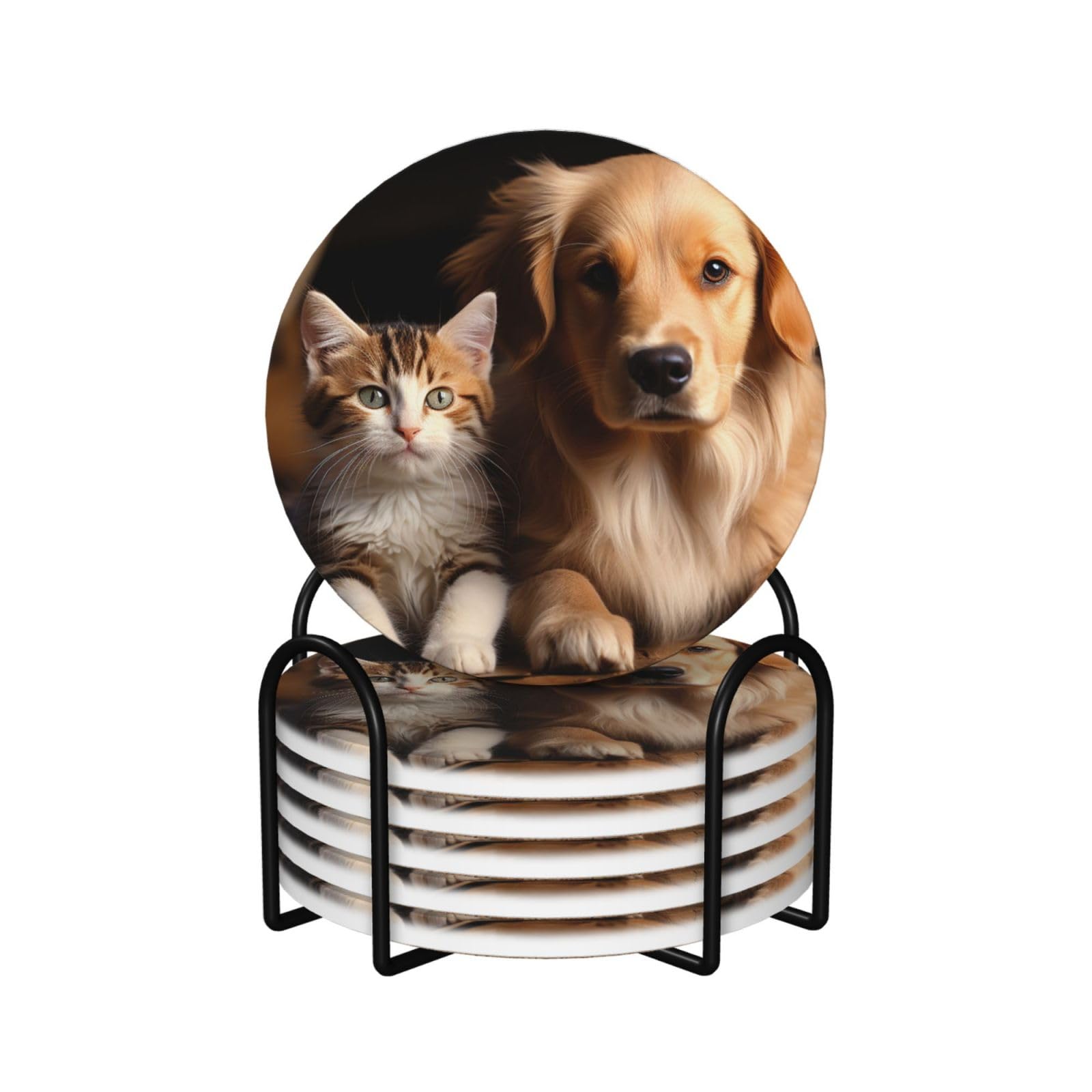 Dessous de verre en céramique lot de 6 avec support chic pour maison élégante