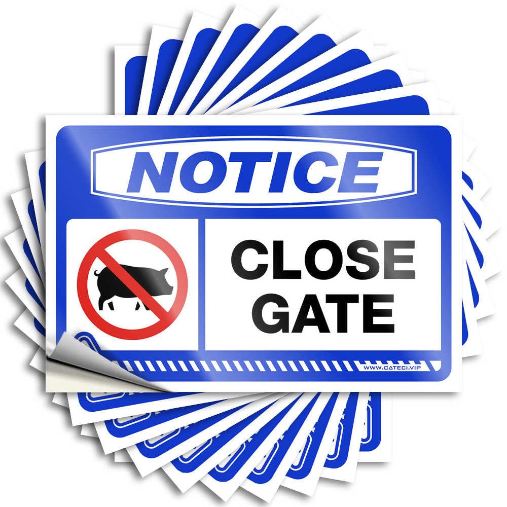 Notice Close Gate Pig Men Cave Decor Encouragement - Decals Door Waterproof Decal(12X18CM)