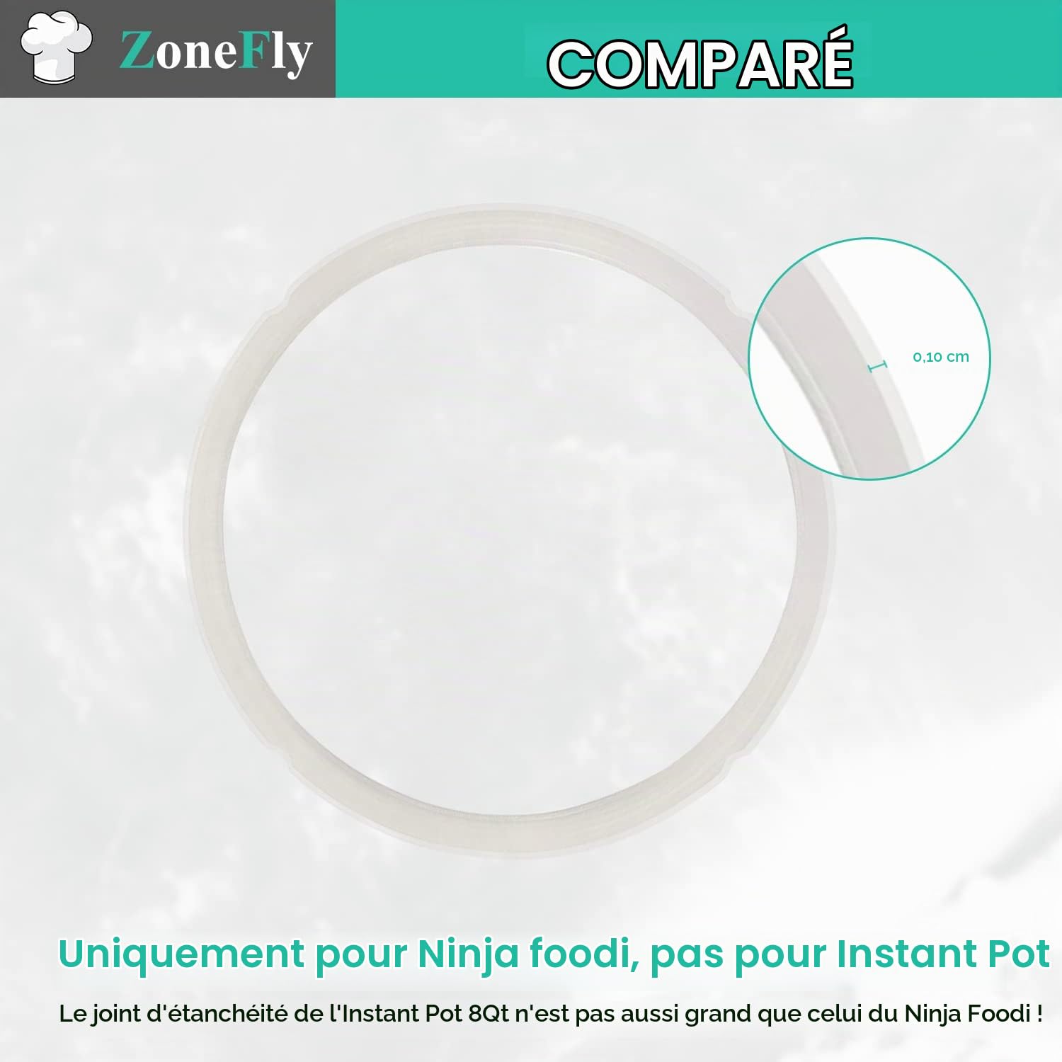 NinjaFoodi Lot de 3 joints d'étanchéité en silicone pour autocuiseur NinjaFoodi FD401/FD302/OS401/OS301/OP401/OP401/OP302 de 6,5 l et 8 litres