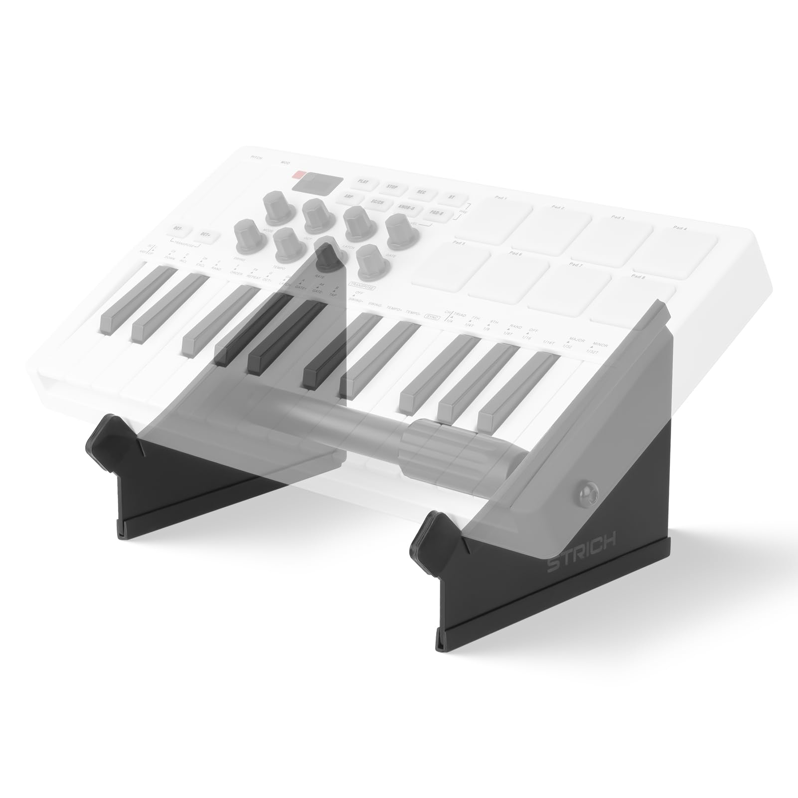 STRICH SDS-10 - Soporte de escritorio, ajustable de 16,8 a 26,9 cm, soporte de hierro resistente para muestras, sintetizador, controlador MIDI, máquina de ritmos, antideslizante para estudio en casa