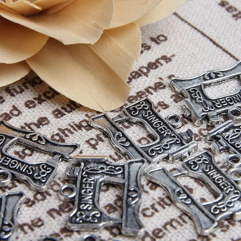 Wixine 20Pcs Singer Sewing Machine Charms Antique Silver Tone 22 x 18 mm Making DIY Handmade Accessories Craft - Image 5