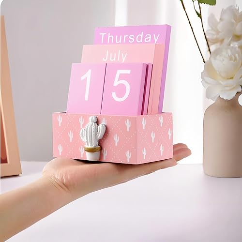 Miniatura 4 de Notakia Calendario perpetuo, bloques de madera, calendario vintage de bloques de madera para oficina en casa, accesorios de escritorio, semana, mes,