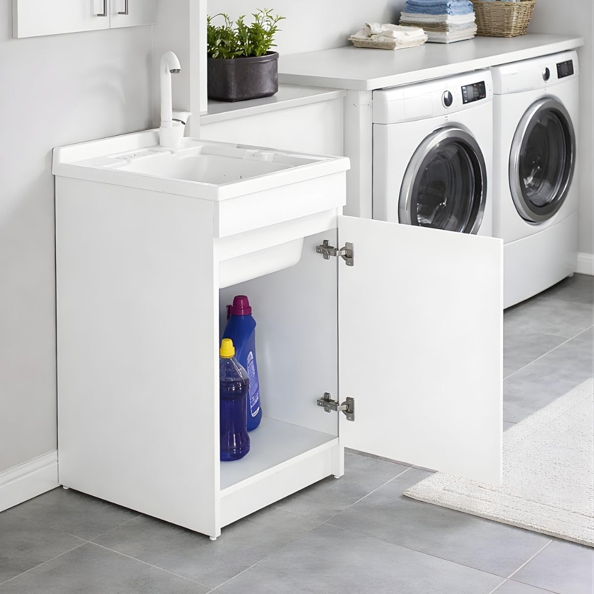 Ceramica Tuscia ZARA Mobile Lavatoio Lavanderia con Vasca in Resina PP (45x50)