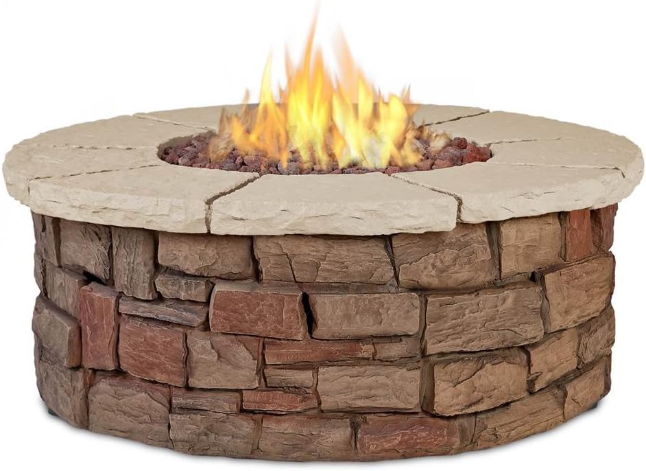 Real Flame C11810LP-BF Sedona Round Propane/Natural Gas Fire Table, Buff