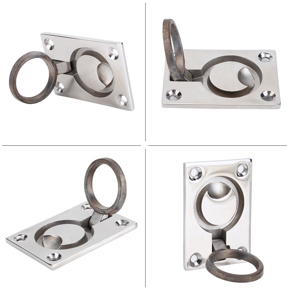 Keenso Maniglia per boccaporto, Maniglia ad anello in acciaio inox Maniglia per armadietto a scomparsa per yacht Parti di ricambio per barche e yacht